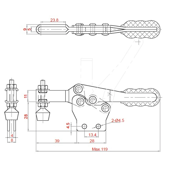 Vendita online Bloccaggio orizzontale base dritta braccio regolabile 70 Kg.